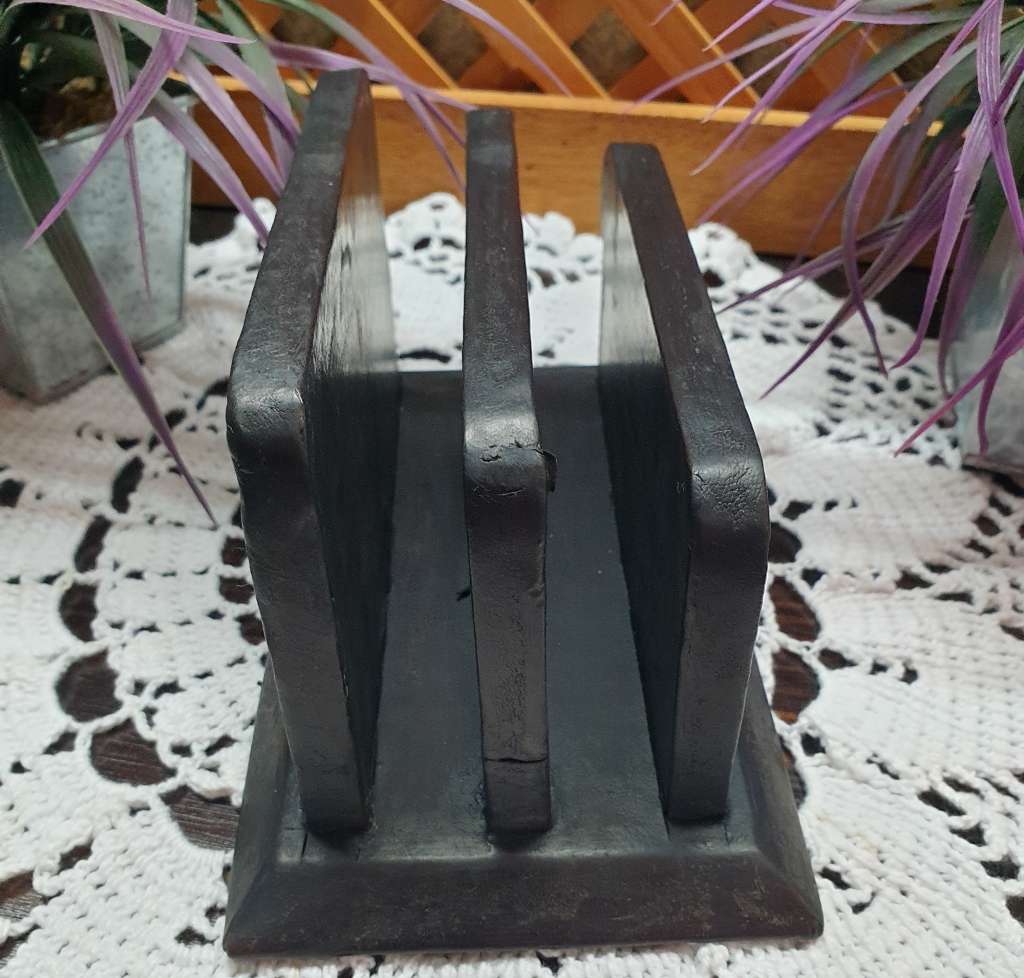 LEATHER AND WOOD ENVELOPE HOLDER | VINTAGE |