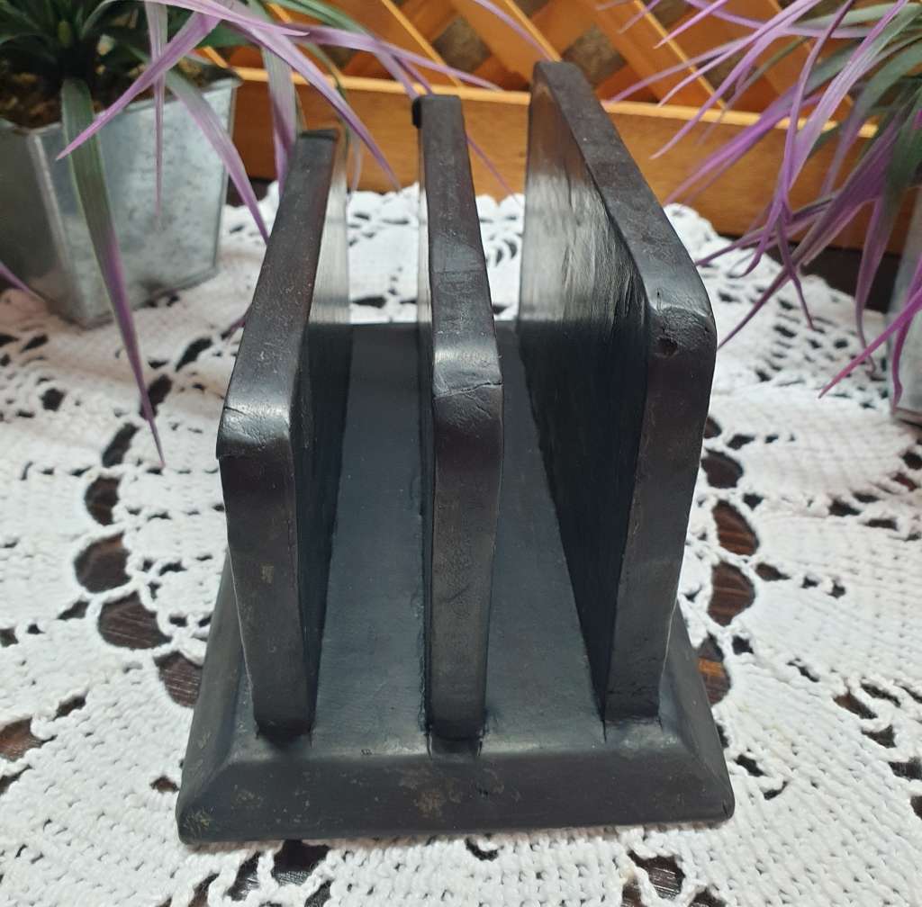 LEATHER AND WOOD ENVELOPE HOLDER | VINTAGE |