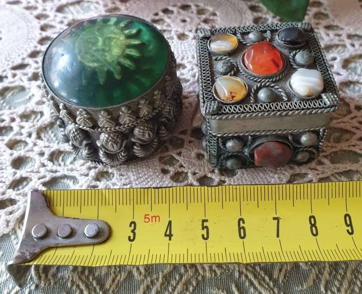 TWO SMALL TRINKET BOXES | METAL | MADE IN INDIA |