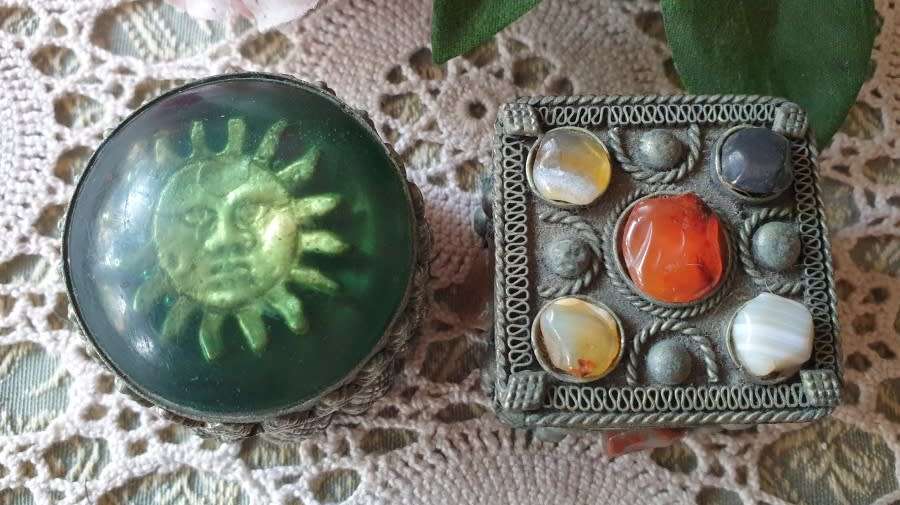 TWO SMALL TRINKET BOXES | METAL | MADE IN INDIA |