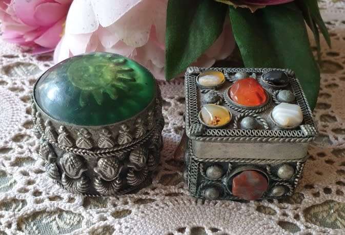 TWO SMALL TRINKET BOXES | METAL | MADE IN INDIA |