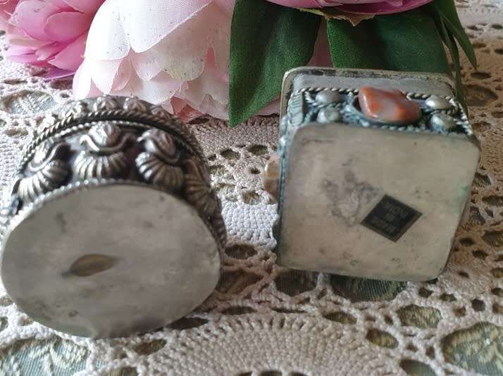 TWO SMALL TRINKET BOXES | METAL | MADE IN INDIA |