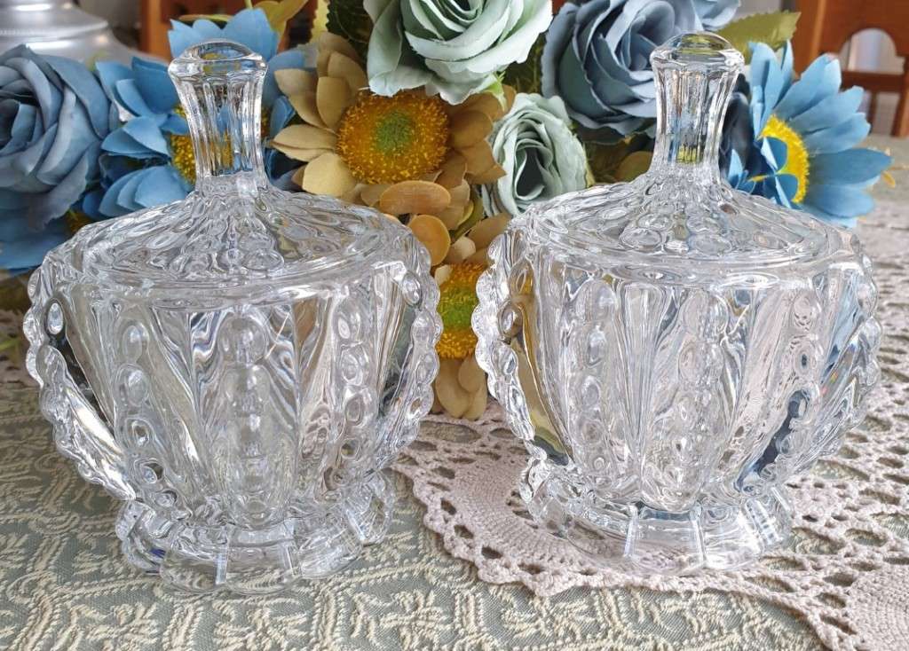 Set of Two Crystal Bowls with Lids Very good condition | like new |
