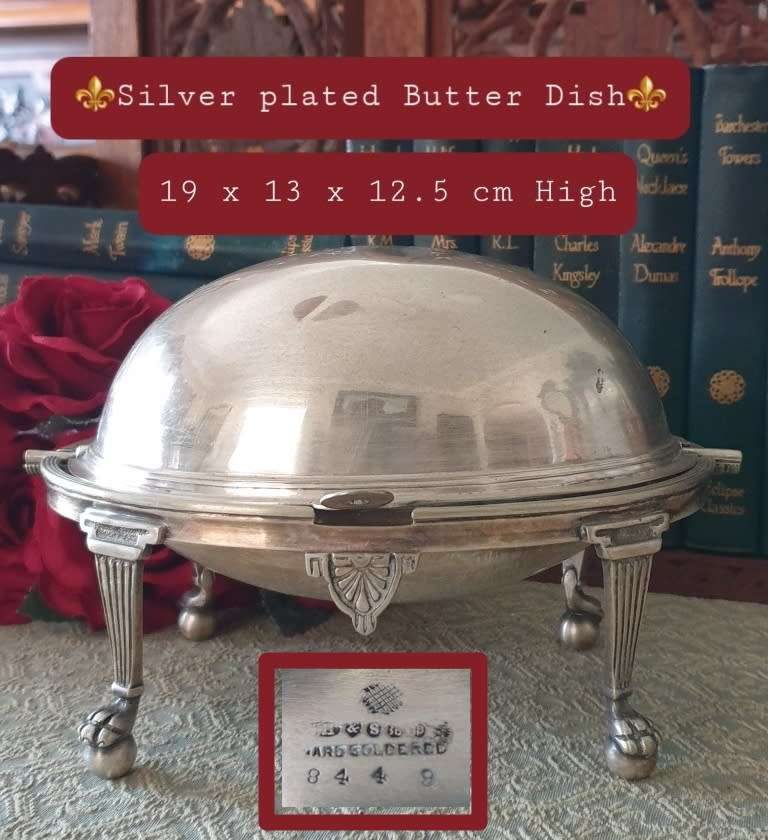 VINTAGE PLATED TUREEN | BUTTER DISH |