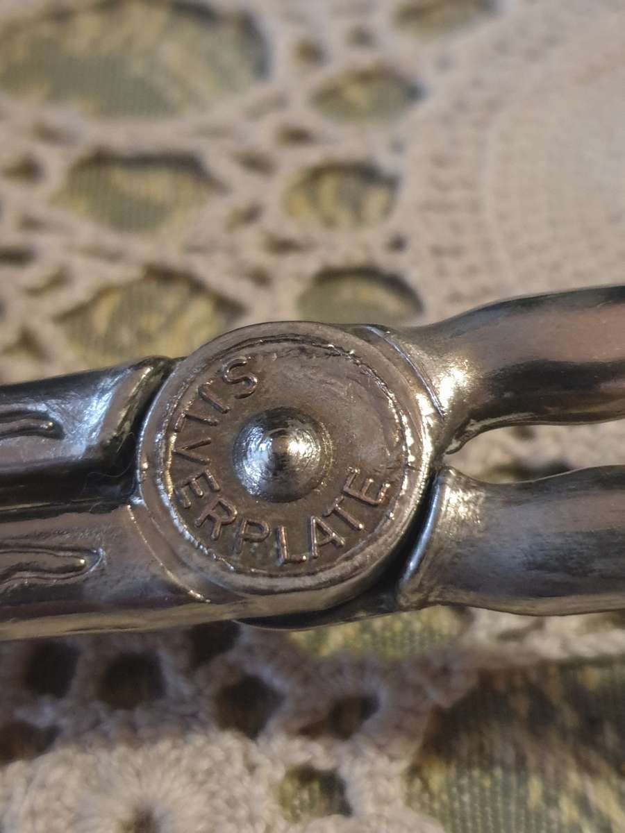 Vintage silver plated cake tongs