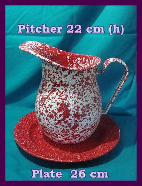 Enamel Jug and Plate