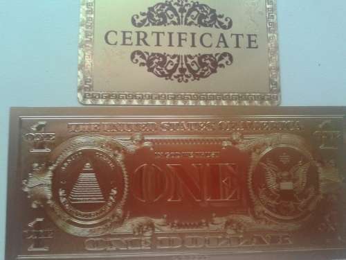 American dollar in serye 1-2-5-10-20-50-100 certificate in 24Krt gold