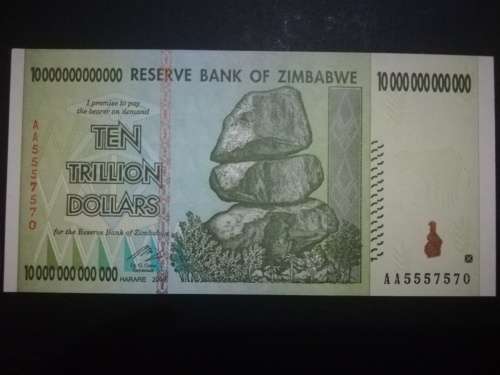 Uncirculated Ten, Twenty, Fifty Trillion Dollars Zimbabwe