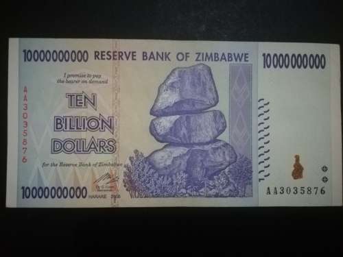 Uncirculated Ten Billion Dollars Zimbabwe