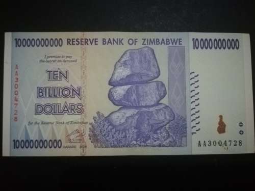 Uncirculated Ten Billion Dollar Zimbabwe