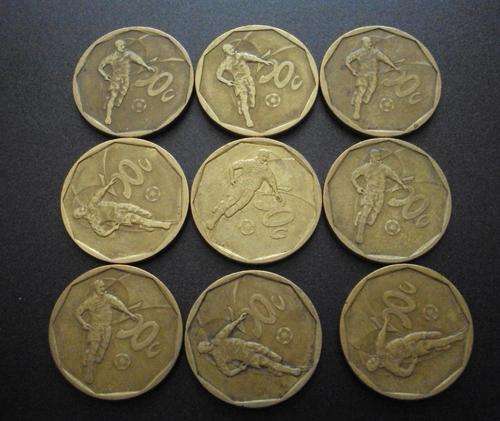 2002 soccer 50 cent coins (bid per set of 3 coins)