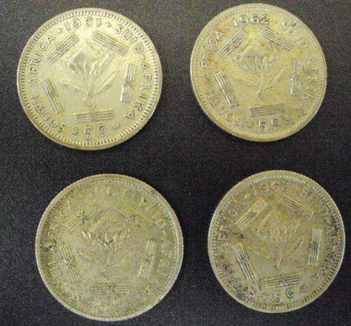 1961 TO 1964 Silver 5c coin set: First decimal (bid for the lot)