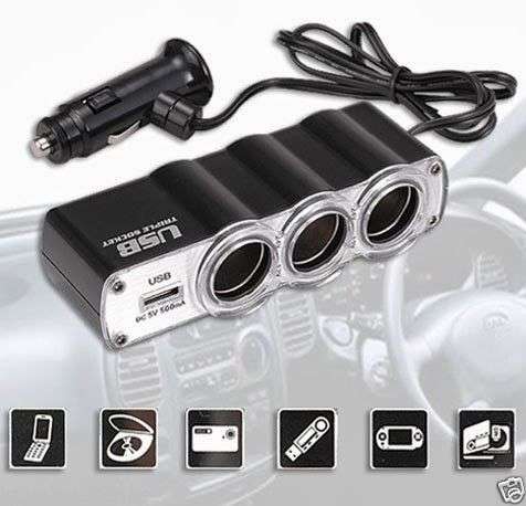 Triple car lighter sockets / 3 x 12v car lighter sockets plus one USB charger