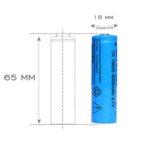 18650 3.7V Li-ion Rechargable Battery for Torch, Flashlight, Laser, etc