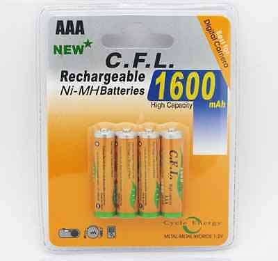 1600mah Rechargeable AAA batteries- Pack of 4 batterries