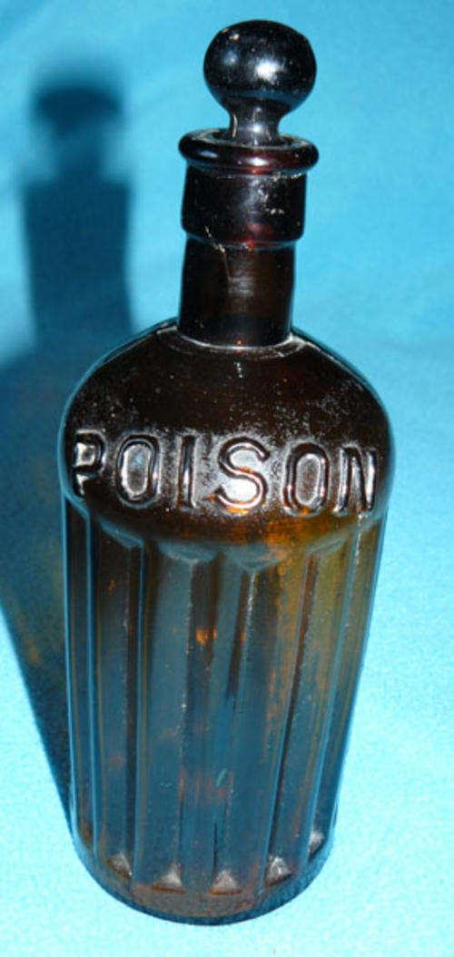 Brown, Ribbed Poison Bottle