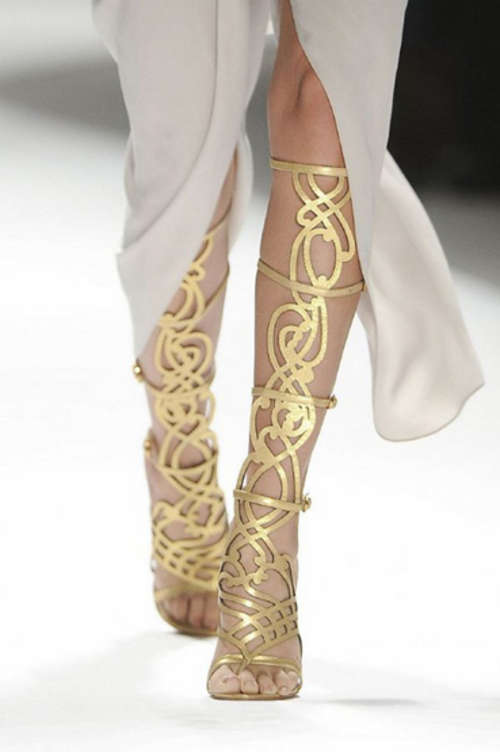 Leather Knee High Gladiators. SA Size 2.5 (22cm)