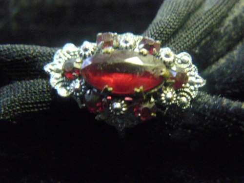 MARCAZITE AND RED STONE RING