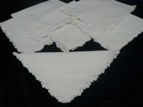 VINTAGE COTTON NAPPKINS WHITE LOVELY !!!@@@!!!