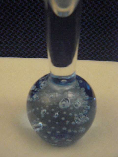 BLUE GLASS BUBBLE BUD VASE