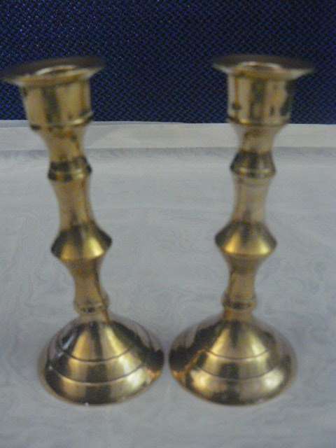 BRASS CANDLE HOLDERS PAIR
