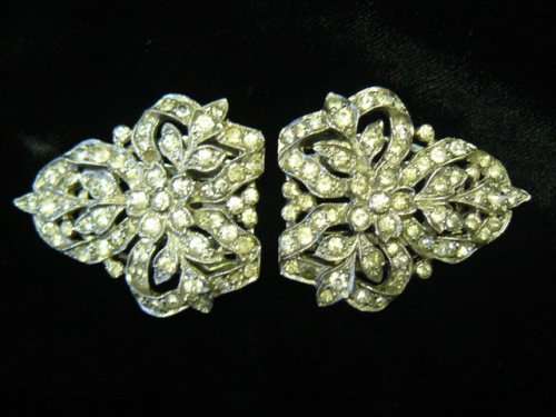 GENUINE MARCAZITE SHOE CLIPS STUNNING - HARD TO FINDE A PAIR !!!
