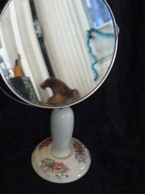 VINTAGE PORCELAIN STAND MIRROR
