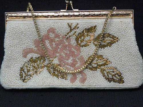 HAND BEADED BAG, STUNNING - BEADED ON BOTH SIDES VINTAGE!!!@@@!!!