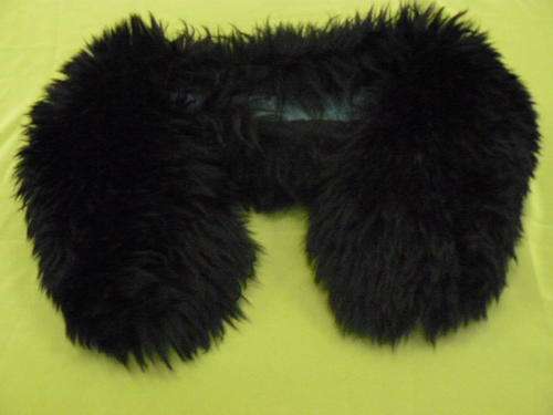 VINTAGE FOUX FUR COLLAR SOFT BLACK