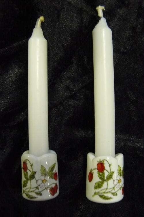 FUNNY DESIGN WESTERN GERMANNY SET OF 2 X PORCELAIN CANDLE HOLDERS PRETTY AND CUTE