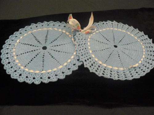 HAND CROCHETED COTTON DOILIES BLUE