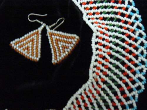 AFRICAN BEADED CHOKER AND EARRINGS