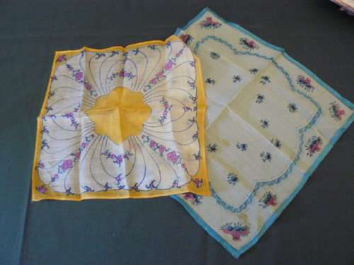 VINTAGE SILK 2  HANKIES