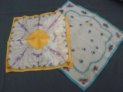 VINTAGE SILK 2  HANKIES