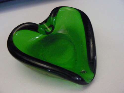 MURANO GLASS ASHTRAY GREEN REDUCED