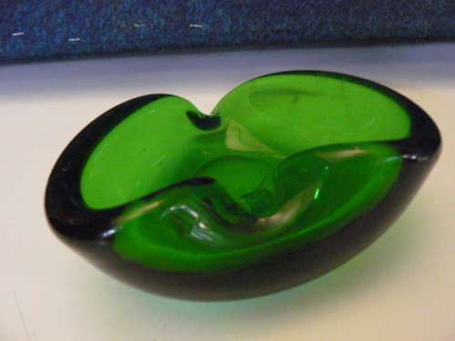 MURANO GLASS ASHTRAY GREEN REDUCED