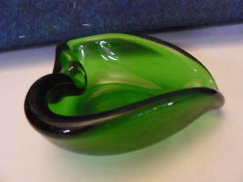 MURANO GLASS ASHTRAY GREEN REDUCED