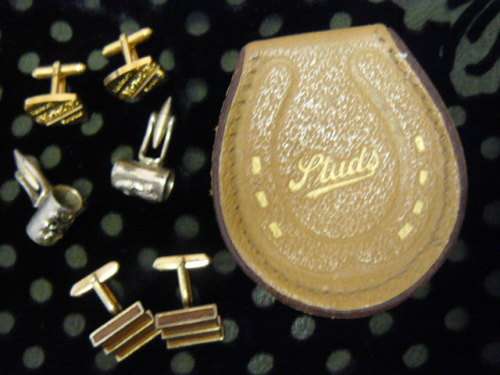 LEATHER BOX AND SOME CUFF LINKS