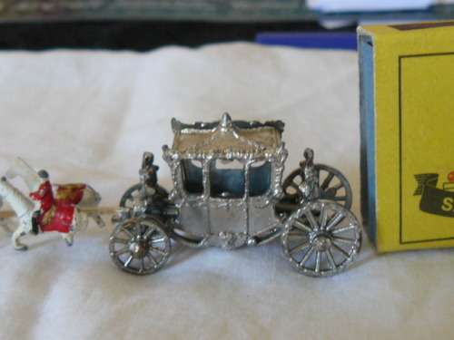 Antique Miniature Metal Horse Carriage