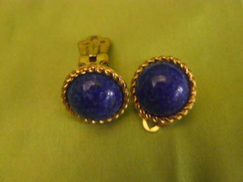 EARRINGS GOLD TONED AND BLUE 1.6 CM