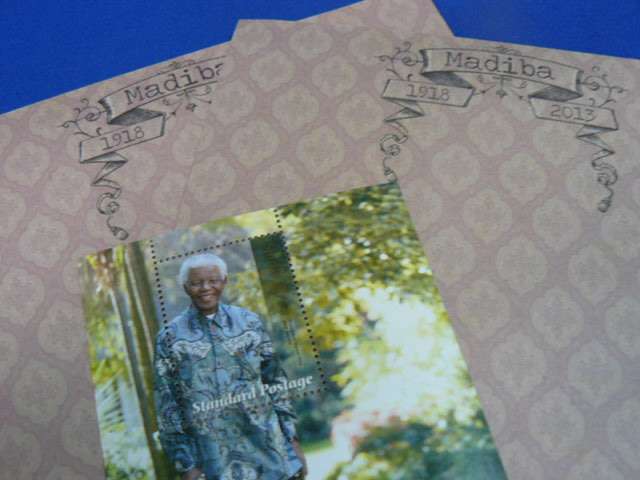 Nelson Mandela Writing paper and 90 birthday commemorative stamp