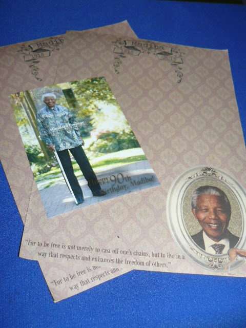 Nelson Mandela Writing paper and 90 birthday commemorative stamp