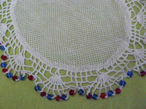 JUG COVER WITH BLUE AND RED BEADS 17 CM