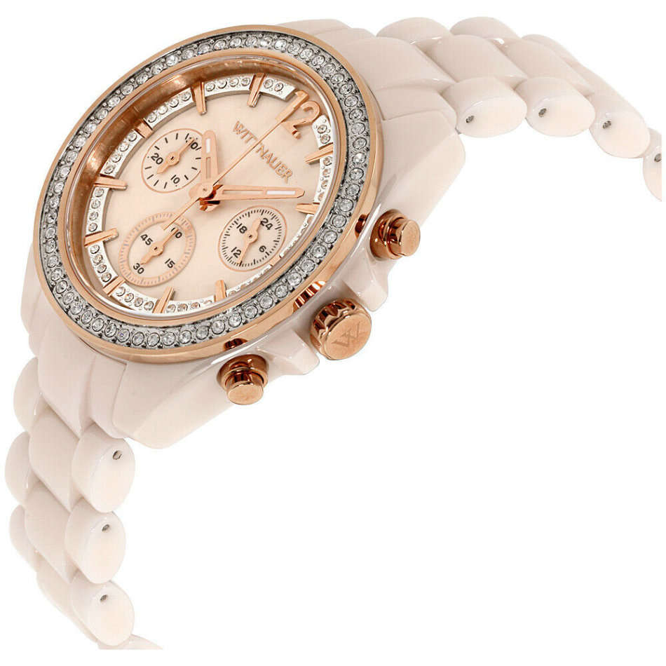 Wittnauer Blush Creme dial ceramik Ladies watch in precentation box with book