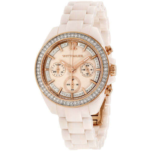 Wittnauer Blush Creme dial ceramik Ladies watch in precentation box with book