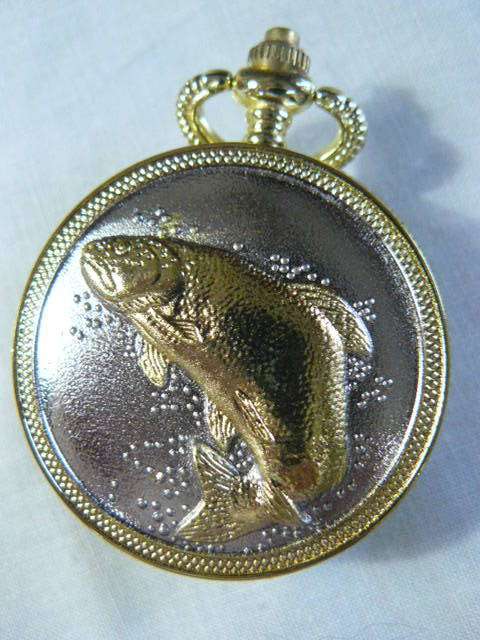 QUARTZ POCKET WATCH WITH FISH