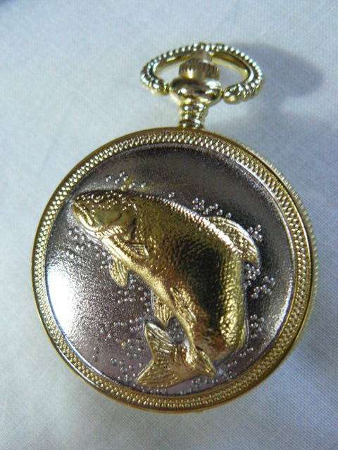 QUARTZ POCKET WATCH WITH FISH
