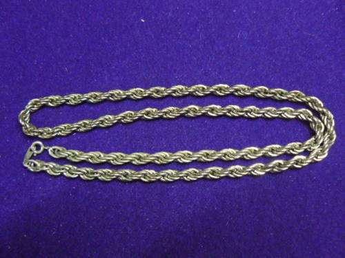 SILVER TONED CHAIN DOUBLE STRAND TWIST 60 CM LONG