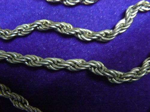 SILVER TONED CHAIN DOUBLE STRAND TWIST 60 CM LONG