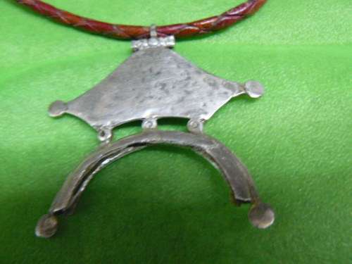 PENDANT SILVER WITH STONE - STRUNG ON LEATHER